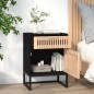 vidaXL Mesita noche hierro y madera contrachapada negro 40x30x55,5 cm