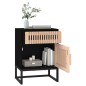 vidaXL Mesita noche hierro y madera contrachapada negro 40x30x55,5 cm