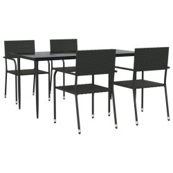 vidaXL Juego de comedor de jardín 5 pzas ratán sintético y acero negro