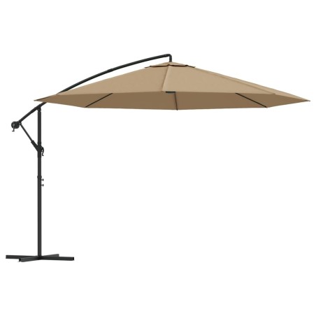 vidaXL Sombrilla voladiza con poste de aluminio 350 cm gris topo
