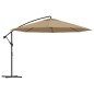 vidaXL Sombrilla voladiza con poste de aluminio 350 cm gris topo