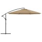 vidaXL Sombrilla voladiza con poste de aluminio 350 cm gris topo