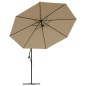 vidaXL Sombrilla voladiza con poste de aluminio 350 cm gris topo