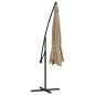 vidaXL Sombrilla voladiza con poste de aluminio 350 cm gris topo