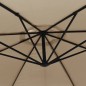 vidaXL Sombrilla voladiza con poste de aluminio 350 cm gris topo