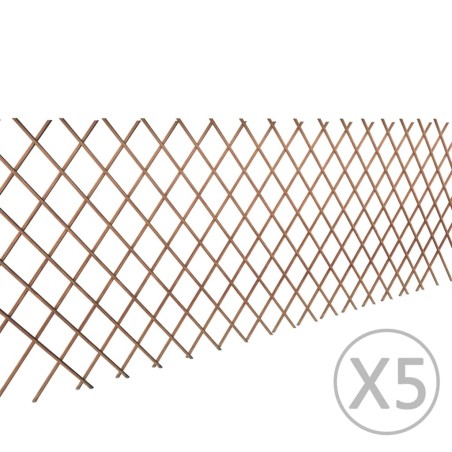 vidaXL Valla enrejada de sauce 5 piezas 180x90 cm