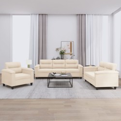 vidaXL Juego de sofás con cojines 3 piezas tela microfibra beige