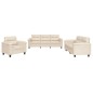 vidaXL Juego de sofás con cojines 3 piezas tela microfibra beige vidaXL Juego de sofás con cojines 3 piezas tela microfibra beige
