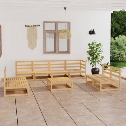 vidaXL Juego de muebles de jardín 9 piezas madera maciza de pino