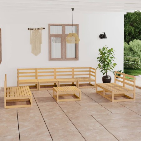 vidaXL Juego de muebles de jardín 9 piezas madera maciza de pino