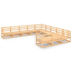 vidaXL Juego de muebles de jardín 11 piezas madera maciza de pino