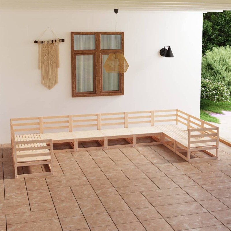 vidaXL Juego de muebles de jardín 10 piezas madera maciza de pino vidaXL Juego de muebles de jardín 10 piezas madera maciza de pino