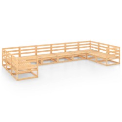 vidaXL Juego de muebles de jardín 10 piezas madera maciza de pino