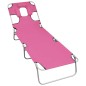 vidaXL Tumbona plegable con cojín para la cabeza acero rosa magenta