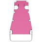 vidaXL Tumbona plegable con cojín para la cabeza acero rosa magenta