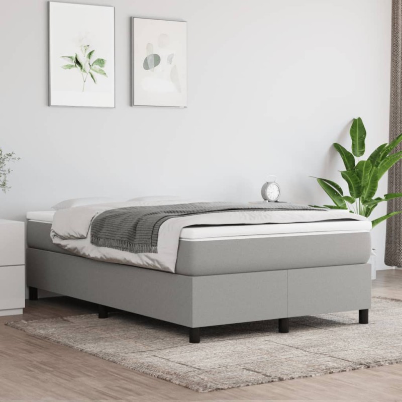 vidaXL Cama box spring con colchón tela gris claro 120x200 cm