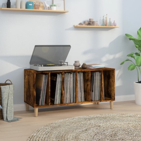 vidaXL Mueble discos madera contrachapada roble ahumado 100x38x48 cm