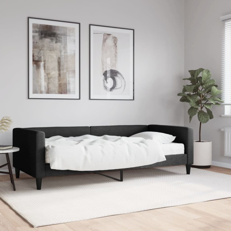 vidaXL Sofá cama con colchón tela negro 90x190 cm vidaXL Sofá cama con colchón tela negro 90x190 cm