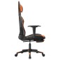 vidaXL Silla gaming con reposapiés cuero sintético negro naranja vidaXL Silla gaming con reposapiés cuero sintético negro naranja