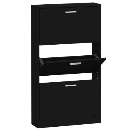 vidaXL Mueble zapatero madera contrachapada negro 59x17x108 cm