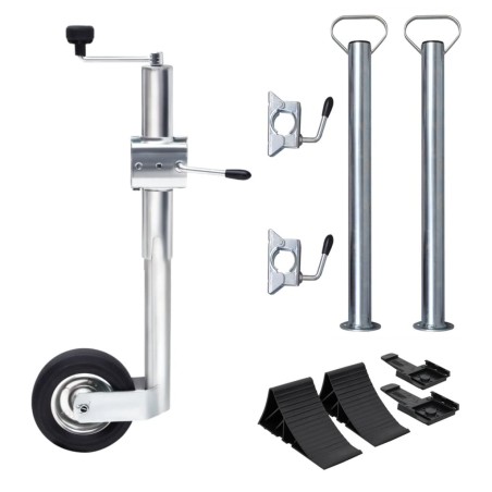 vidaXL Rueda de remolque 60 mm con 2 tubos de soporte y 3 abrazaderas
