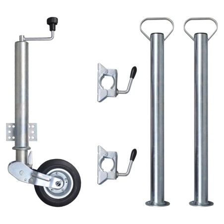 vidaXL Rueda de remolque plegable 60 mm 2 soportes 2 abrazaderas