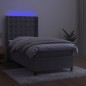 vidaXL Cama box spring colchón y LED terciopelo gris claro 90x200 cm vidaXL Cama box spring colchón y LED terciopelo gris claro 90x200 cm
