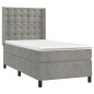 vidaXL Cama box spring colchón y LED terciopelo gris claro 90x200 cm vidaXL Cama box spring colchón y LED terciopelo gris claro 90x200 cm
