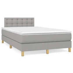 vidaXL Cama box spring con colchón y LED tela gris claro 120x190 cm