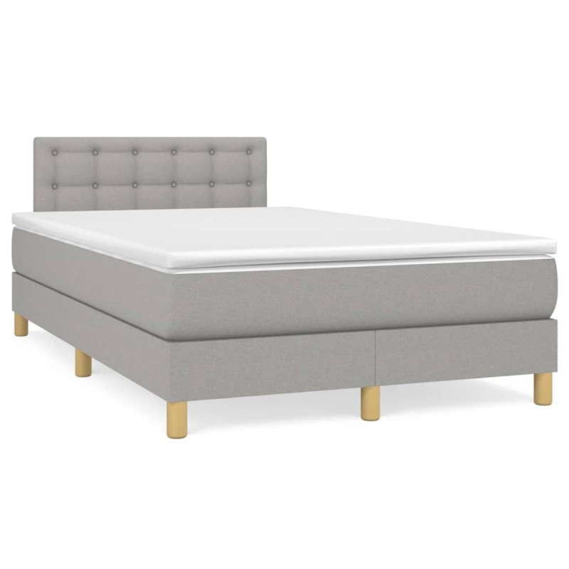 vidaXL Cama box spring con colchón y LED tela gris claro 120x190 cm vidaXL Cama box spring con colchón y LED tela gris claro 120x190 cm