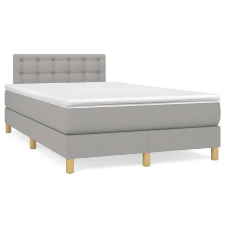 vidaXL Cama box spring con colchón y LED tela gris claro 120x190 cm