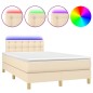 vidaXL Cama box spring con colchón y luces LED tela crema 120x190 cm vidaXL Cama box spring con colchón y luces LED tela crema 120x190 cm