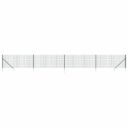 vidaXL Cerca de alambre con pinchos de anclaje verde 1,1x10 m