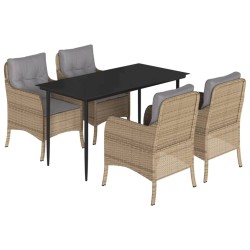 vidaXL Set comedor de jardín 5 pzas con cojines ratán sintético beige