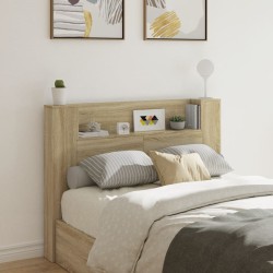 vidaXL Cabecero de cama con luz LED roble Sonoma 140x16,5x103,5 cm