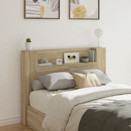 vidaXL Cabecero de cama con luz LED roble Sonoma 140x16,5x103,5 cm