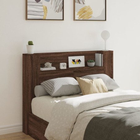 vidaXL Cabecero de cama con luz LED marrón roble 140x16,5x103,5 cm