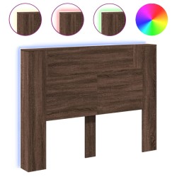 vidaXL Cabecero de cama con luz LED marrón roble 140x16,5x103,5 cm