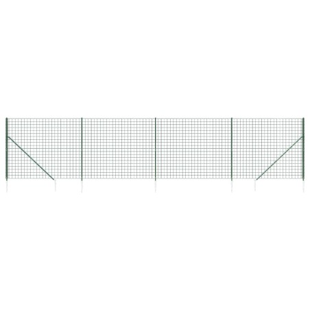vidaXL Cerca de alambre con pinchos de anclaje verde 1,6x10 m