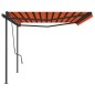 vidaXL Toldo retráctil manual con postes naranja y marrón 5x3,5 m vidaXL Toldo retráctil manual con postes naranja y marrón 5x3,5 m