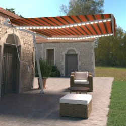 vidaXL Toldo automático LED sensor de viento naranja marrón 400x350 cm