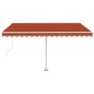vidaXL Toldo automático LED sensor de viento naranja marrón 400x350 cm vidaXL Toldo automático LED sensor de viento naranja marrón 400x350 cm