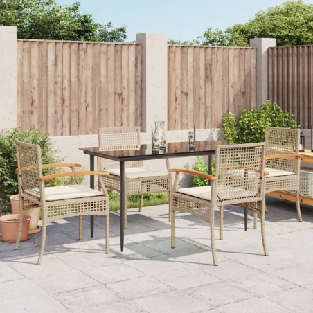 vidaXL Set comedor de jardín 5 pzas con cojines ratán sintético beige