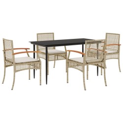 vidaXL Set comedor de jardín 5 pzas con cojines ratán sintético beige