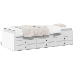 vidaXL Tumbona con cajones madera de ingeniería blanco 75x190 cm