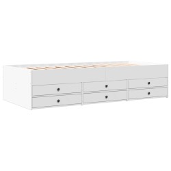 vidaXL Tumbona con cajones madera de ingeniería blanco 75x190 cm