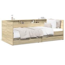 vidaXL Tumbona con cajones madera ingeniería roble Sonoma 75x190 cm