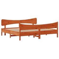 vidaXL Estructura cama con cabecero madera pino marrón cera 180x200 cm