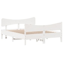 vidaXL Estructura de cama con cabecero madera pino blanco 160x200 cm