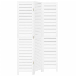 vidaXL Biombo separador de 3 paneles madera maciza Paulownia blanco